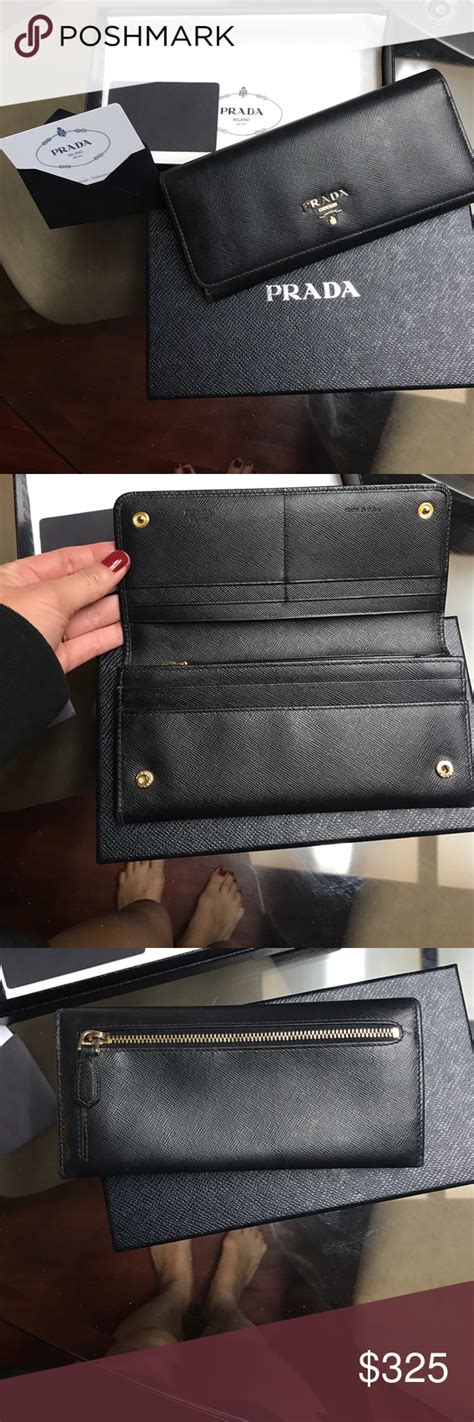 prada black twined wallet|authentic prada wallet.